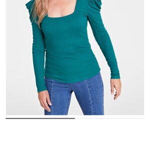 Long Sleeve Women's Top - Puff Sleeve Square Neck